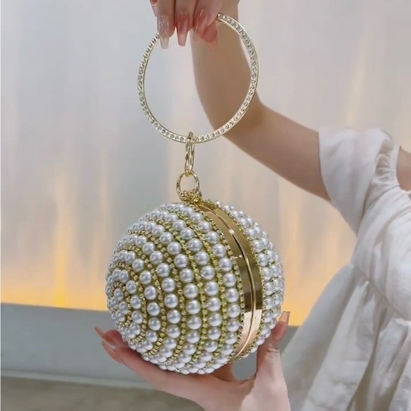 Handbags - Faux Pearl Decor Evening Bag, Rhinestone Ball Handbags, Women's Clutch Purse!👛